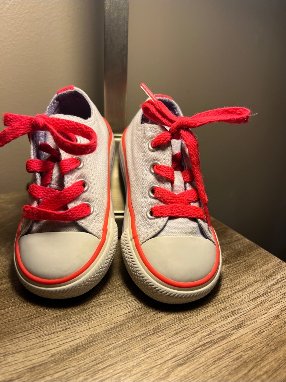 Converse Kids White Canvas Sneakers with Red Accents